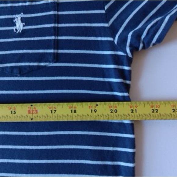 Polo by Ralph Lauren men's navy/white pocket striped s/s v-neck t-shirt size M - Picture 7 of 8